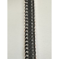 Woven Black Lace with Cream Edge 13mm wide x 2mtrs Long