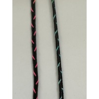 Woven Black Cord with Rainbow Thread 3mm wide x 2mtrs Long