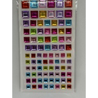 Multicolor Self Adhesive Gems - Squares