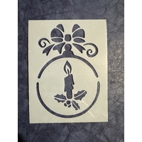 Christmas Candle & Holly Stencil 12.5 x 9.5cm