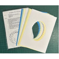 Iris Folding Pattern & 10 Assorted Wavy Oval Card Fronts Frames