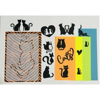 Cat - One - Stencil Pack - with diecut cats and card