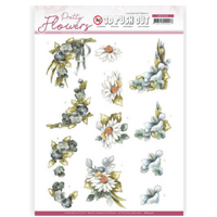 3D push out - Precious Marieke - Pretty Flowers - Blue Flowers A4 Die Cut Paper Tole Decoupage