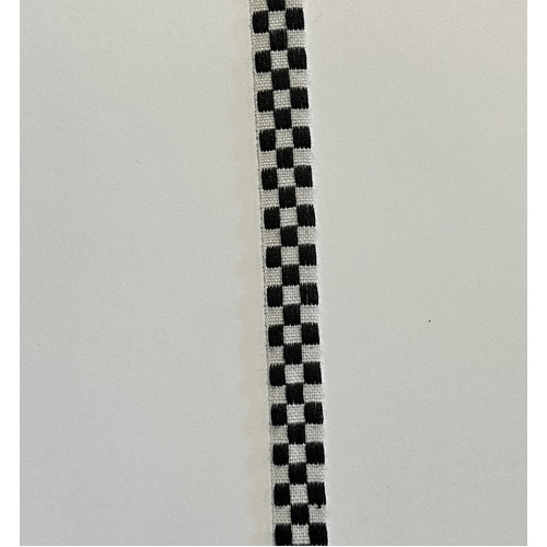 Woven 12mm wide Black & White Check x 2mtrs