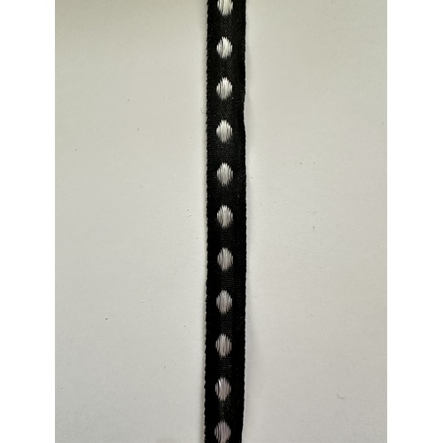 Woven Black with White Diamonds 11mm wide x 2mtrs Long