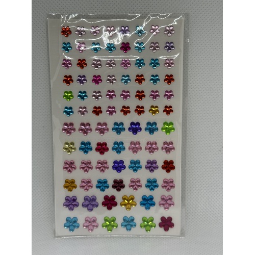 Multicolor Self Adhesive Gems - Flowers