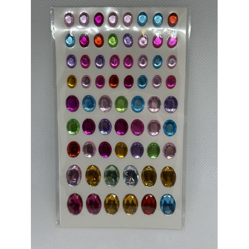 Multicolor Self Adhesive Gems - Oval