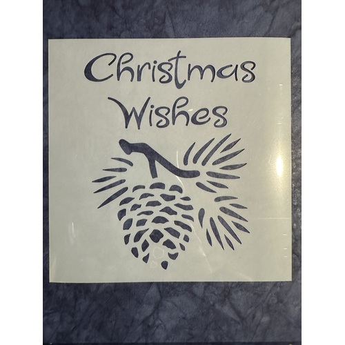 Christmas Wishes Pinecone Stencil 14.5cm Square