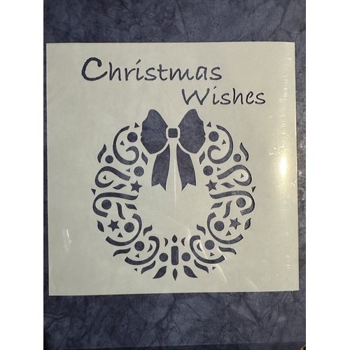 Christmas Wishes Wreath Stencil 14.5cm Square