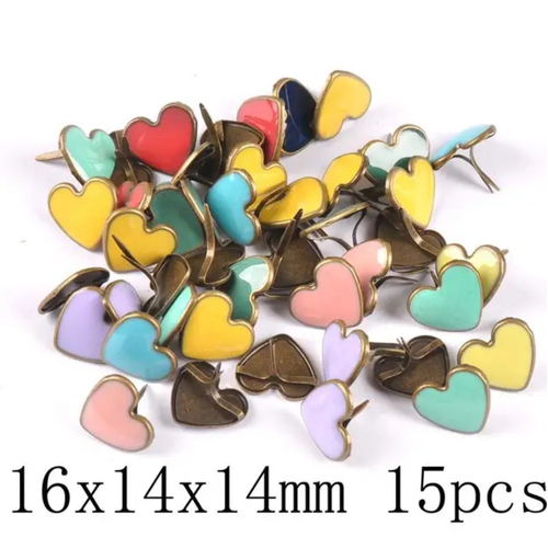 Mixed Heart Scrapbooking Embellishment brads x 15pc