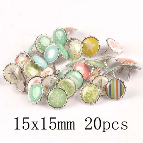 Mixed Round Scrapbooking Embellishment Patterned brads x 20pc