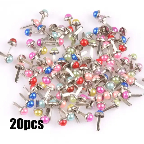 Mixed Round Pearl Scrapbooking Embellishment brads x 20pc