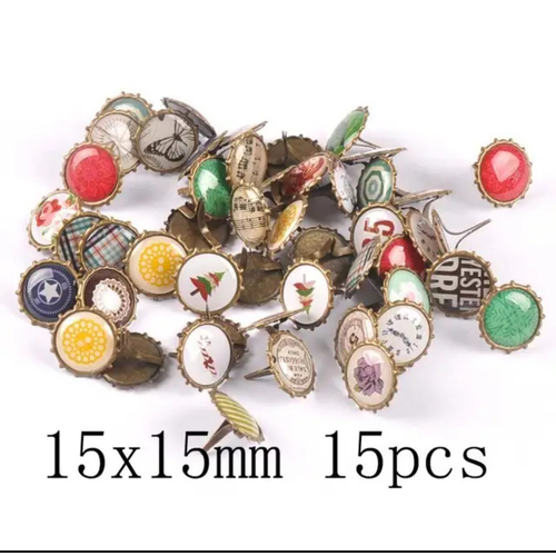 Mixed Round 2 Scrapbooking Embellishment brads x 15pc