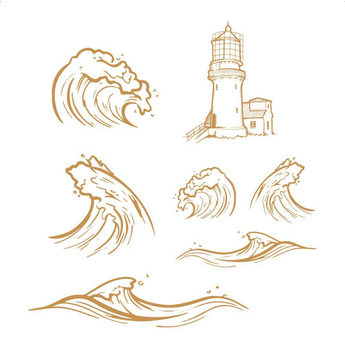 COUTURE CREATIONS STAMP - CRASHING WAVES (7PC)