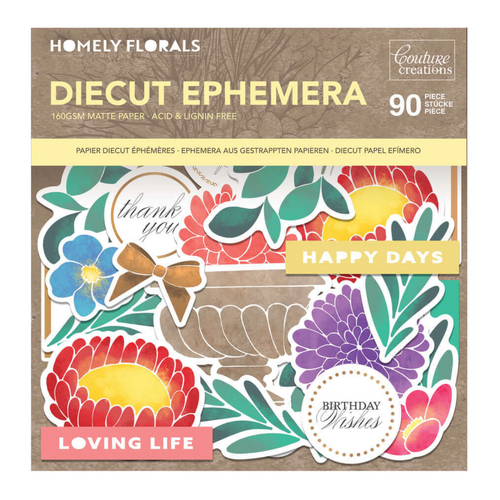 Homely Florals Diecut Ephemera Set 90 piece Pack