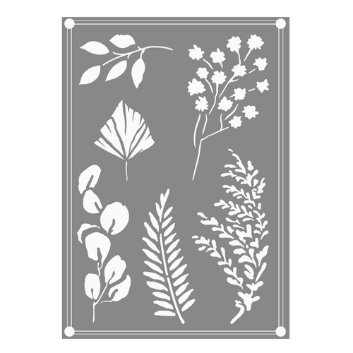 COUTURE CREATIONS STENCIL - EARTHY DELIGHTS -MIXED LEAVES - STENCIL 1 (127 X 177.8MM)