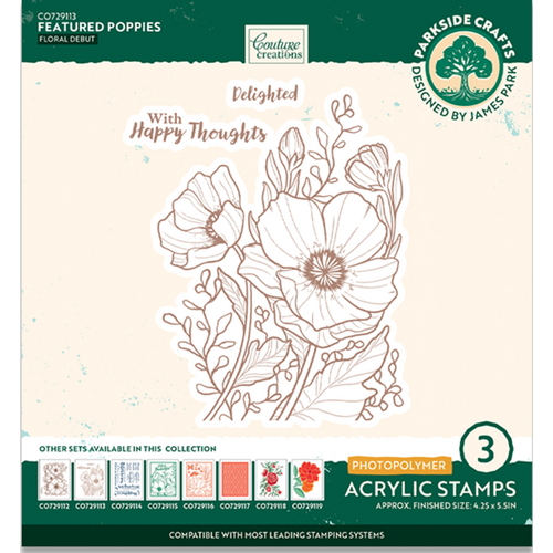 Featured Poppies Background Photopolymer Stamp Set 3pc