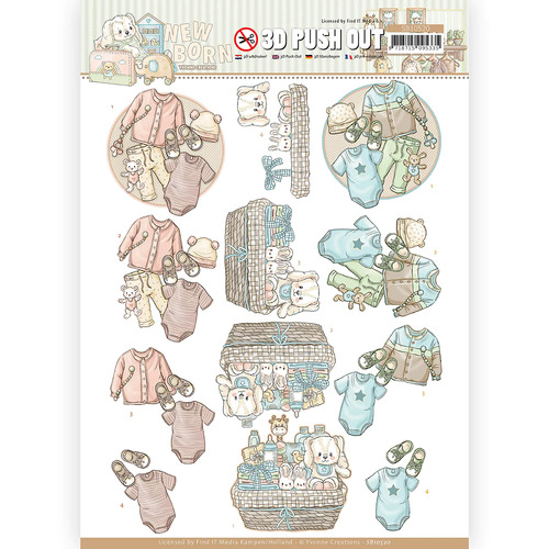 Yvonne Creations Newborn - Baby Clothes A4 Die Cut Paper Tole Decoupage