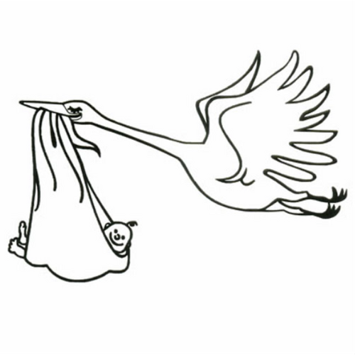 Mini Clear Stamp -  Stork with baby